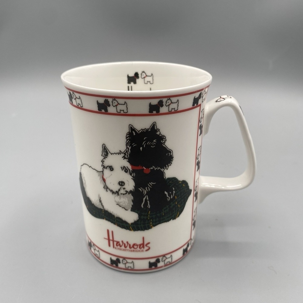 Harrods Knightsbridge Scottie & Westie Dog Mug Fine Bone‎ China England Cup